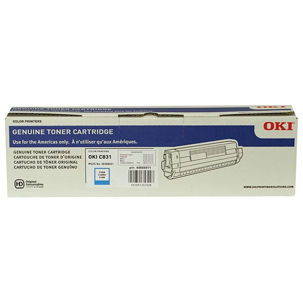 Picture of Okidata 44844511 Cyan Toner Cartridge (10000 Yield)