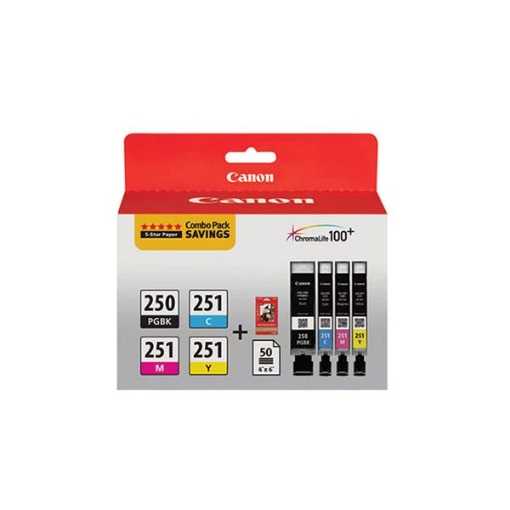 Picture of Canon 6497B004 (PGI-250) Pigment Black/Cyan/Magenta/Yellow Ink Pack