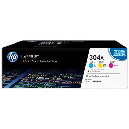 Picture of HP CF340A (HP 304A) Cyan, Magenta, Yellow Toner Cartridge (2,800 per cartridge)