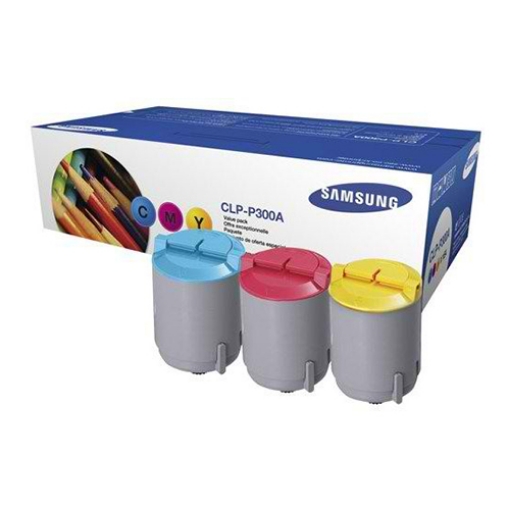 Picture of Samsung CLP-P300A Black, Magenta, Yellow, Cyan Toner Cartridge (value bundle, 4pk) (2000 Black Yield/1000 x 3 Color)