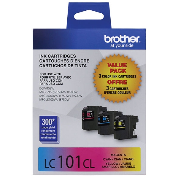 Picture of Brother LC-1013PKS Cyan/Magenta/Yellow Ink Cartridge (Combo Pack) (900 Yield)