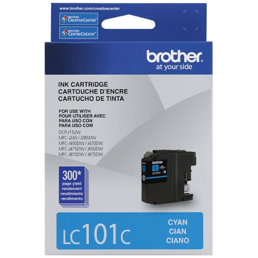 Picture of Brother LC-101C High Yield Cyan Inkjet Cartridge (600 Yield)