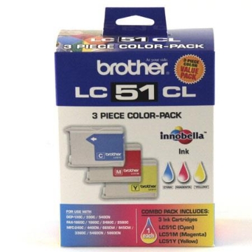 Show details for Brother LC-513 Cyan, Magenta, Yellow Inkjet Cartridge (3 pk) (400 x 3) Picture of Brother LC-513 Cyan, Magenta, Yellow Inkjet Cartridge (3 pk) (400 x 3)
