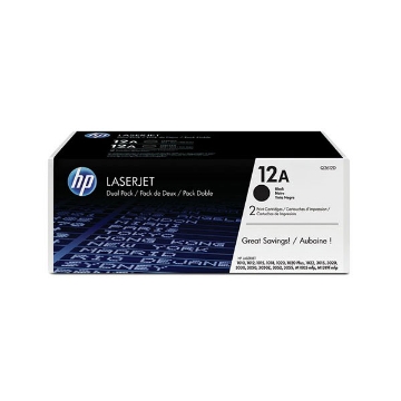 Show details for HP Q2612AD (HP 12A) Black Laser Toner Cartridges (Dual Pack) (2000 x 2) Picture of HP Q2612AD (HP 12A) Black Laser Toner Cartridges (Dual Pack) (2000 x 2)